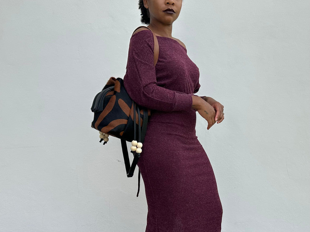 Boxie Calf Hair Bucket  Bag - Black & Brown Zebra