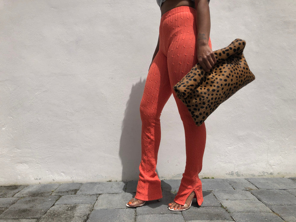 Cheetah Calf Hair Roll Down Clutch