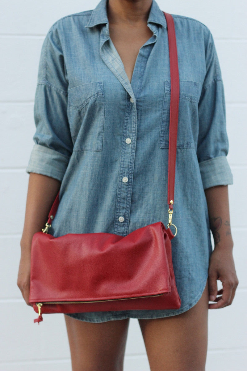 Color Me Foldover Leather Clutch - MORE COLORS
