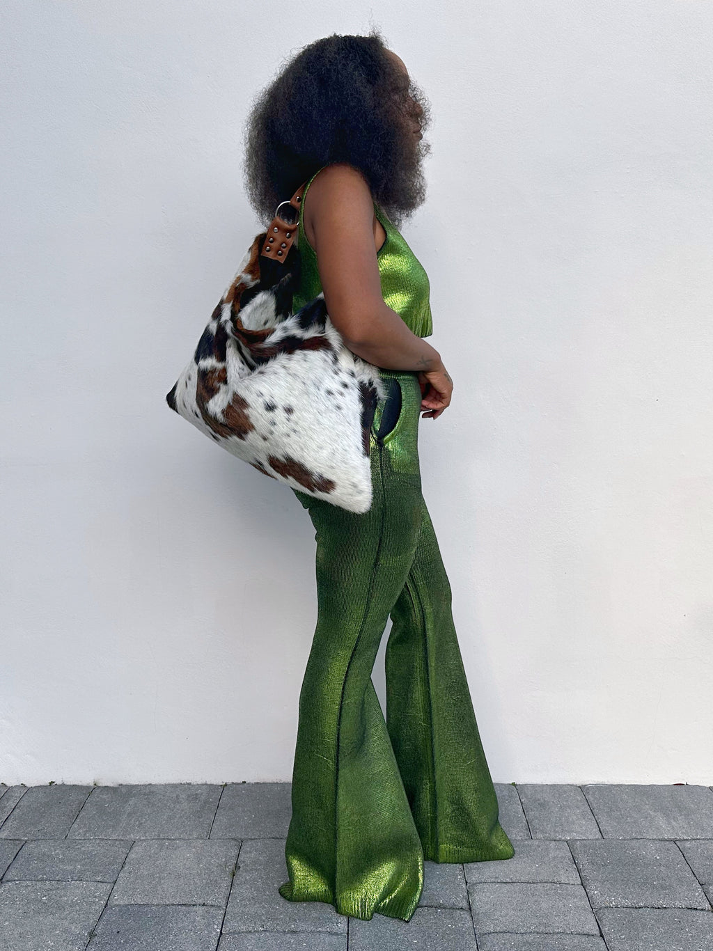Delta Shoulder Bag - Tri-Color Cow Print