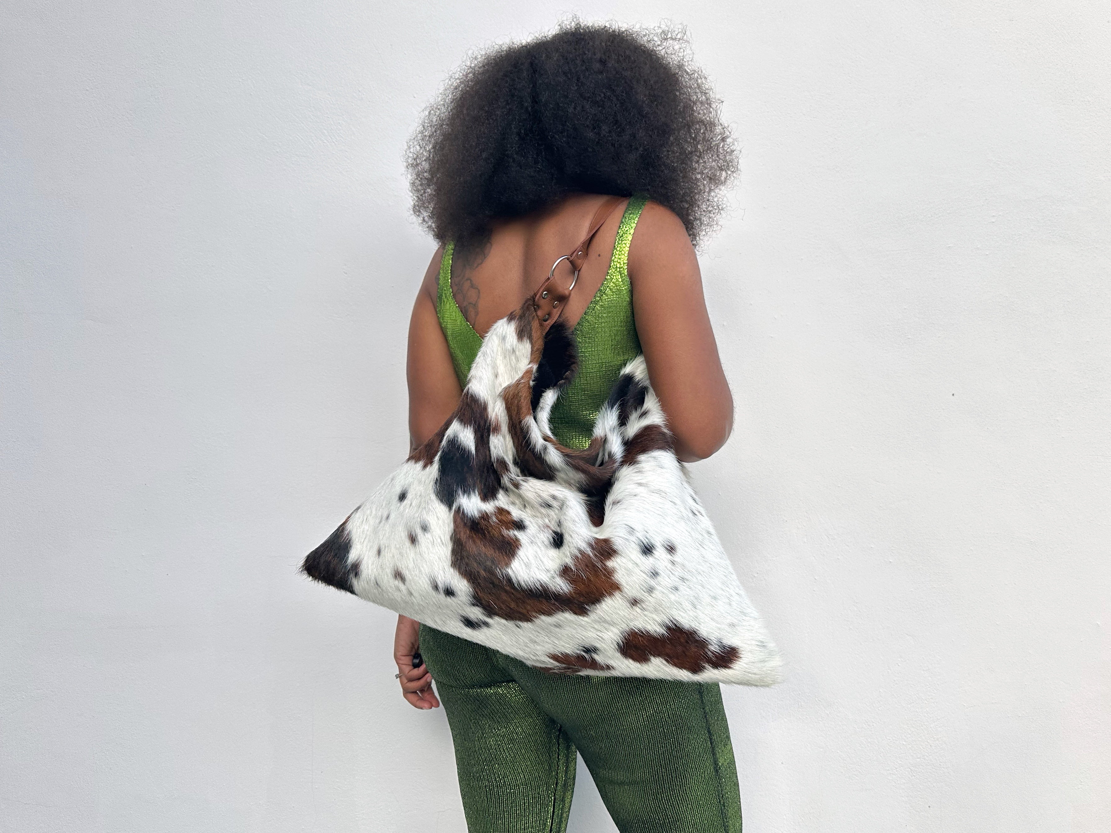 Delta Shoulder Bag - Tri-Color Cow Print