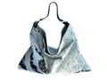 NEW! Delta Shoulder Bag - Baby Blue, Black & White Acid Wash Calf Hair