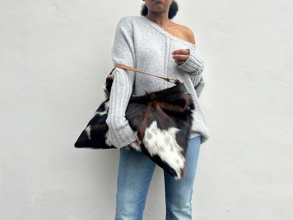 Delta Shoulder Bag - Tri-Color Cow Print