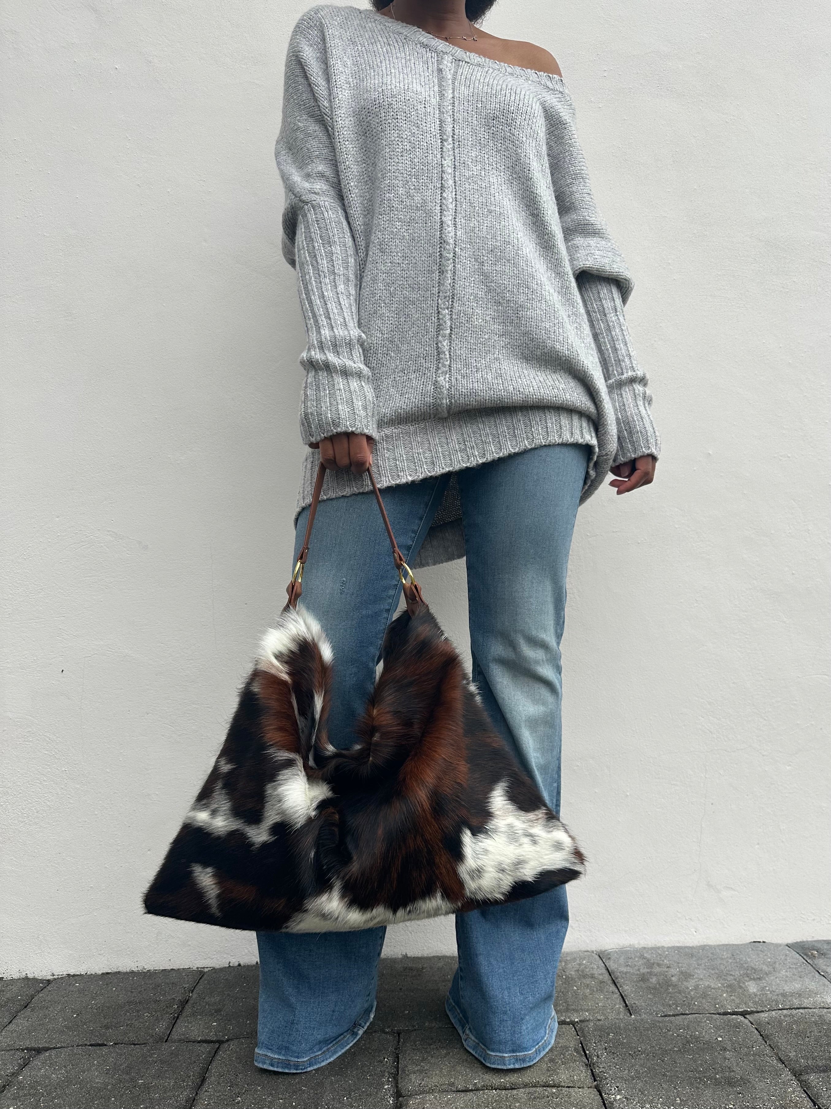 Delta Shoulder Bag - Tri-Color Cow Print