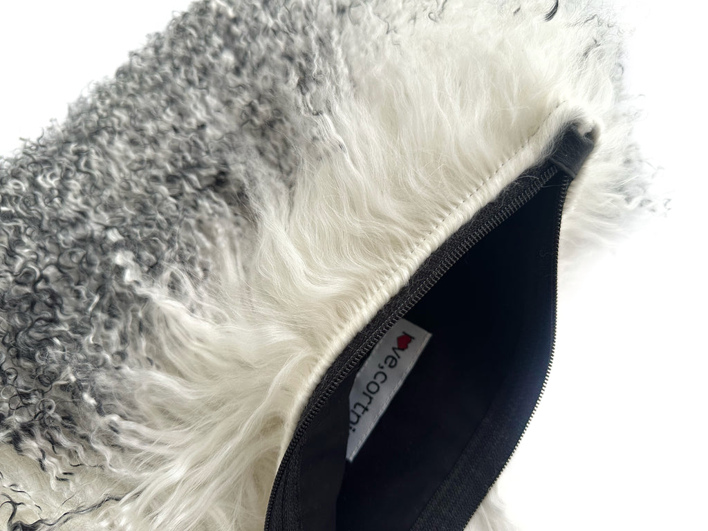 NEW! Fluffie Mongolian Fur Clutch - Black & Off White