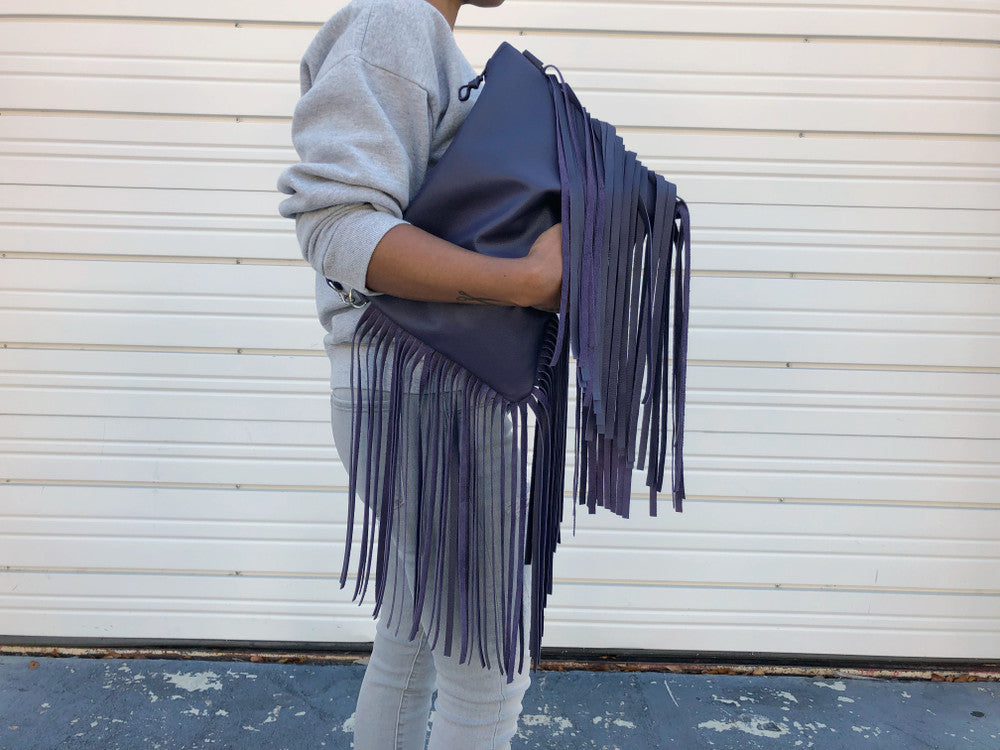 Large Fringe Crossbody Leather Bag - MORE COLORS