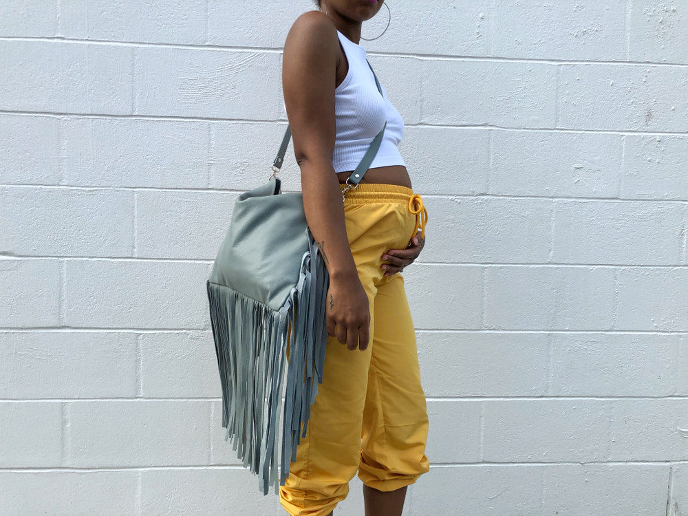Large Fringe Crossbody Leather Bag - MORE COLORS