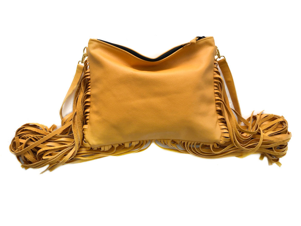 Large Fringe Crossbody Leather Bag - MORE COLORS