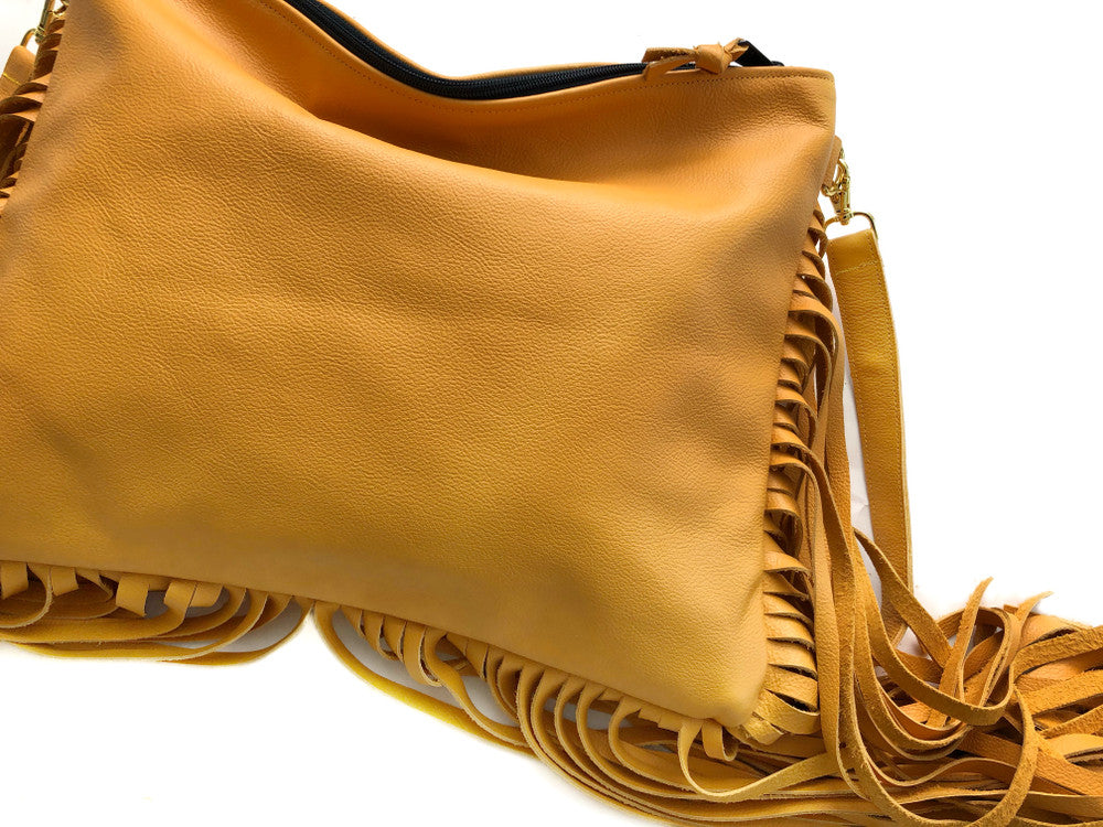 Large Fringe Crossbody Leather Bag - MORE COLORS
