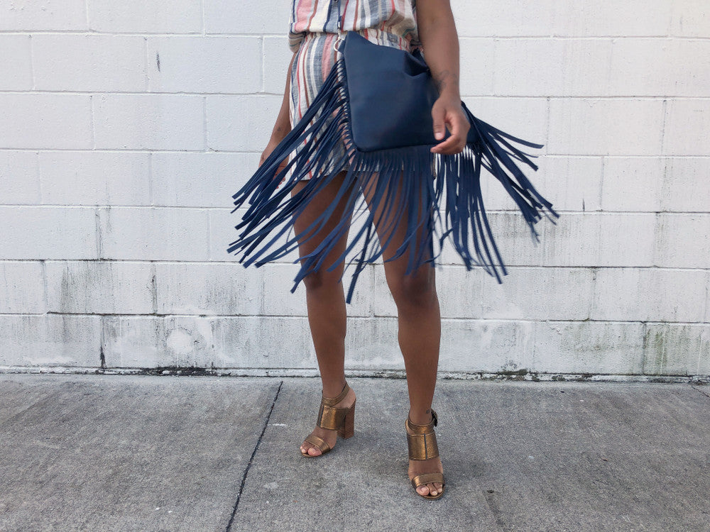 Large Fringe Crossbody Leather Bag - MORE COLORS