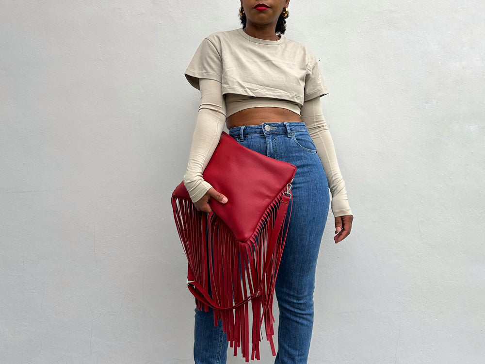 Large Fringe Crossbody Leather Bag - MORE COLORS