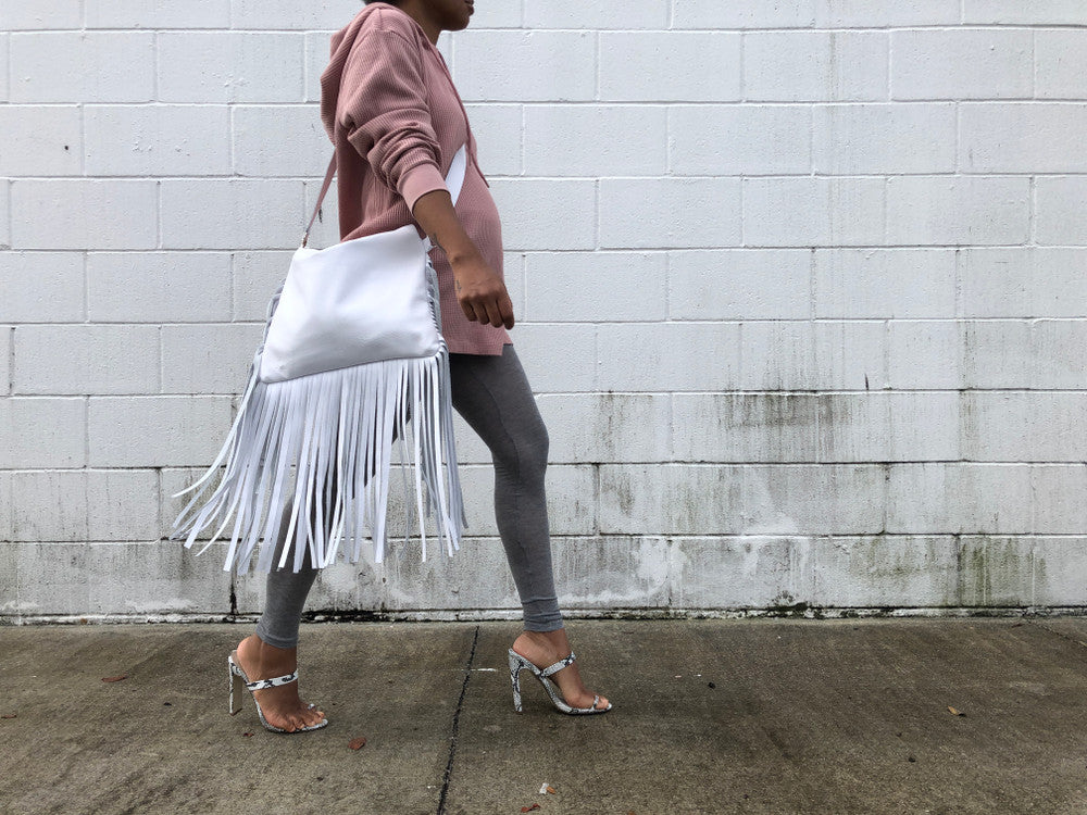 Large Fringe Crossbody Leather Bag - MORE COLORS