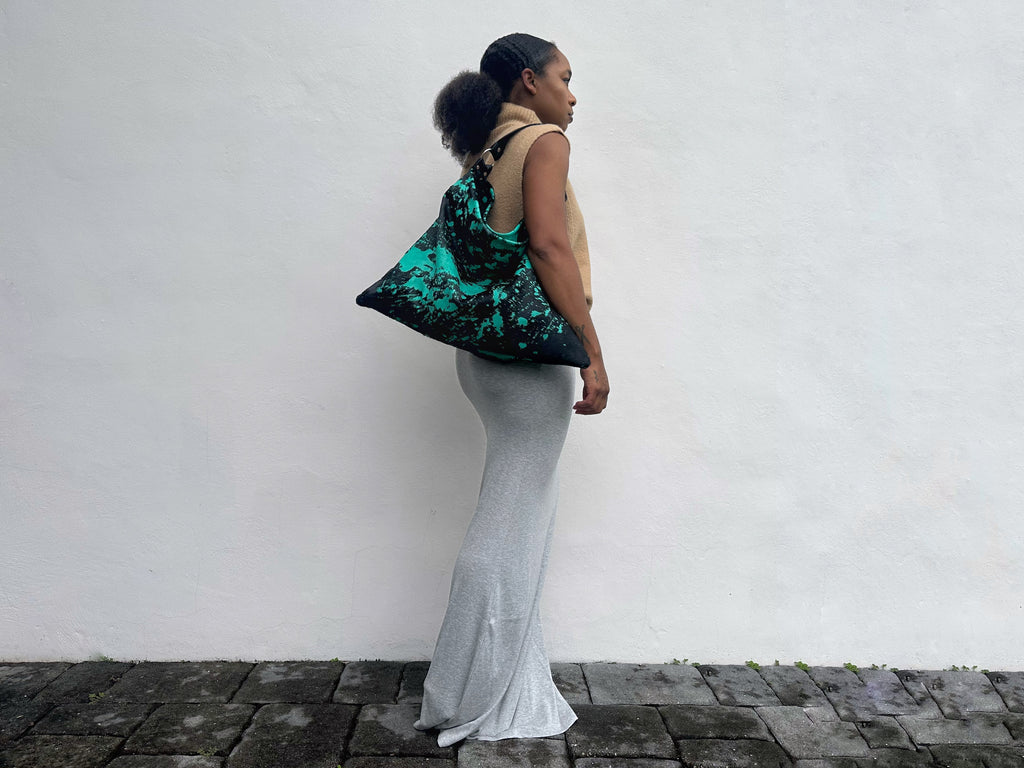 NEW! Delta Shoulder Bag - Green & Black Acid Wash Calf Hair