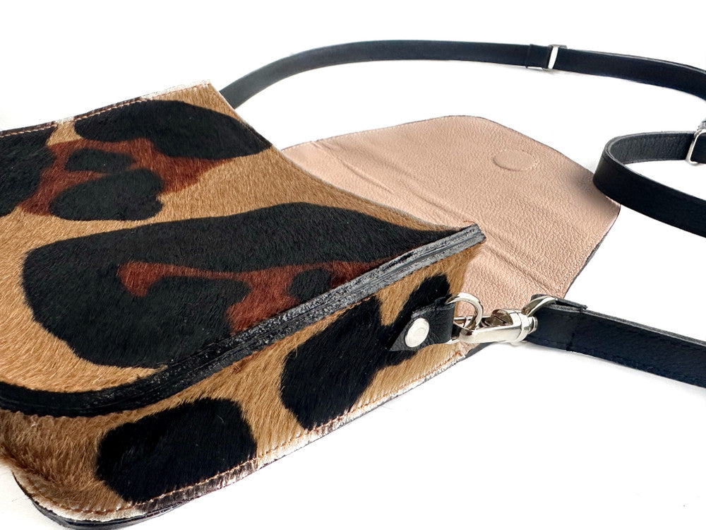 Kai Crossbody - Large Leopard Calf Hair