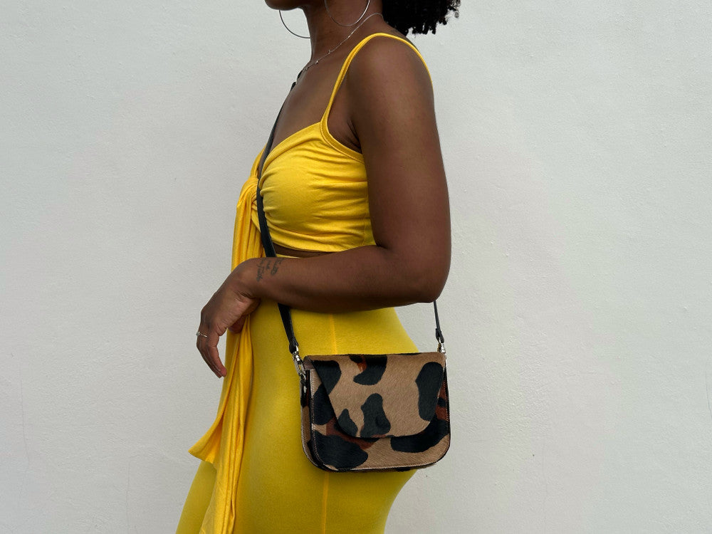 Kai Crossbody - Large Leopard Calf Hair