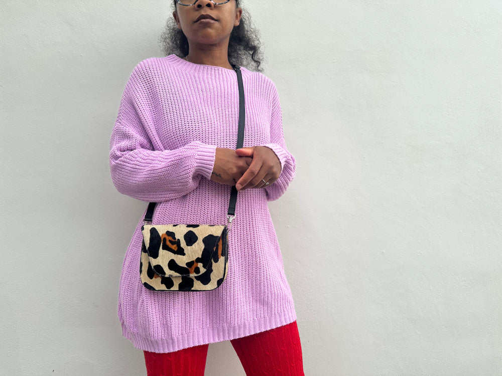Kai Crossbody - Large Leopard Calf Hair