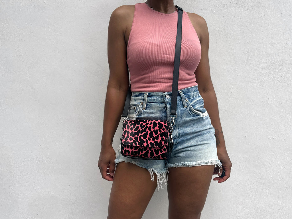 NEW! Mini Snap Crossbody - Coral Spotted Calf Hair