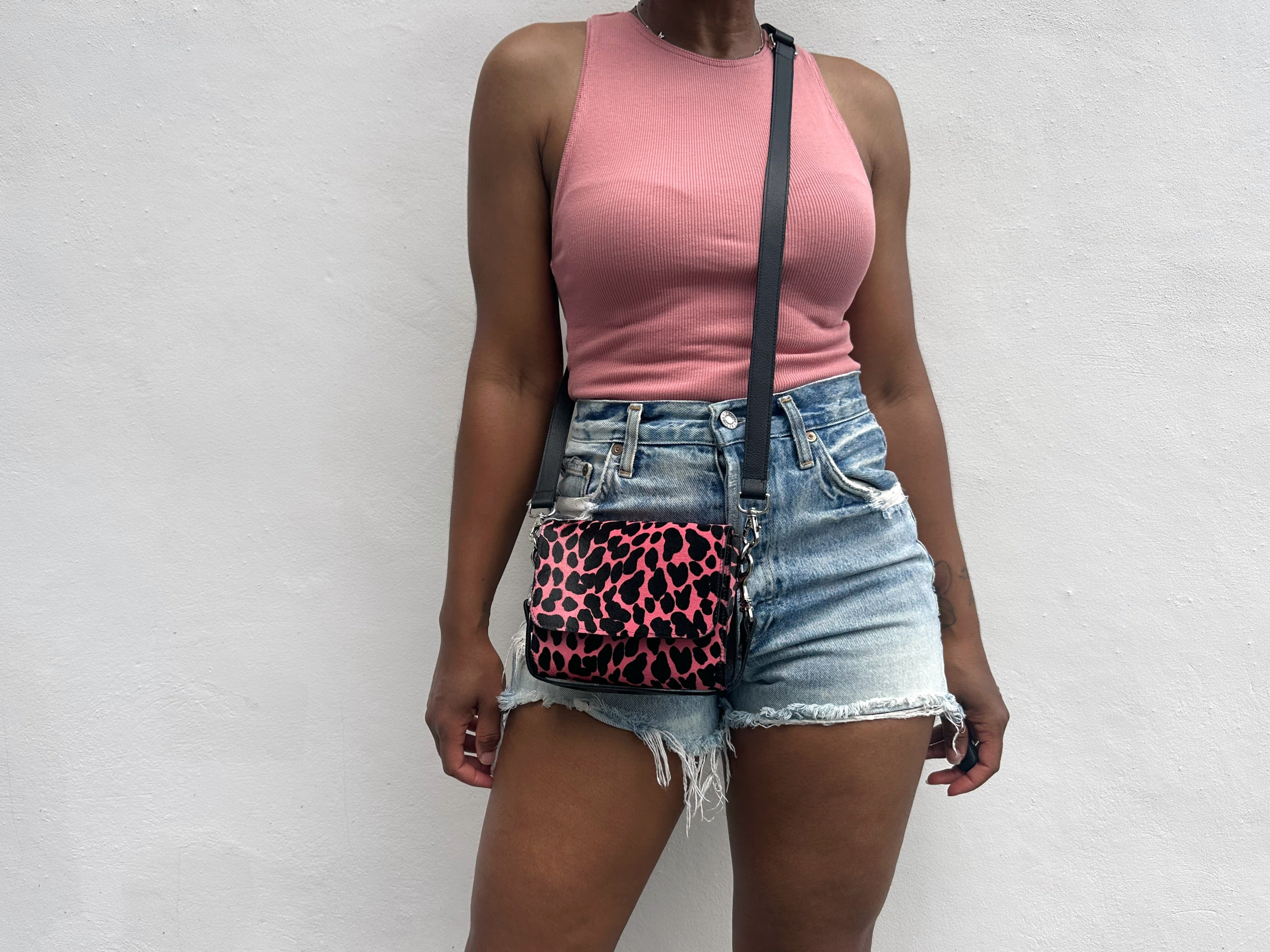 NEW! Mini Snap Crossbody - Coral Spotted Calf Hair