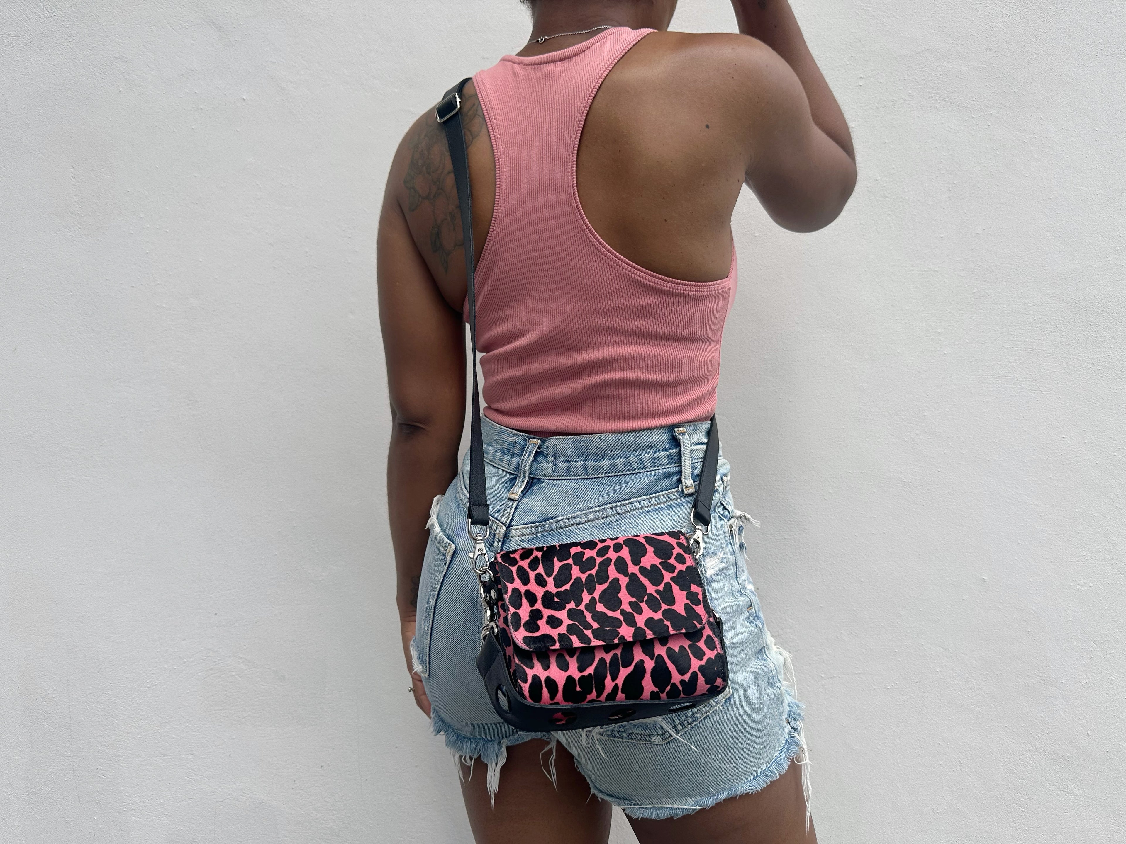 NEW! Mini Snap Crossbody - Coral Spotted Calf Hair