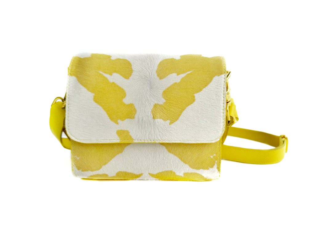 NEW! Mini Snap Crossbody - Yellow Cow Print Calf Hair