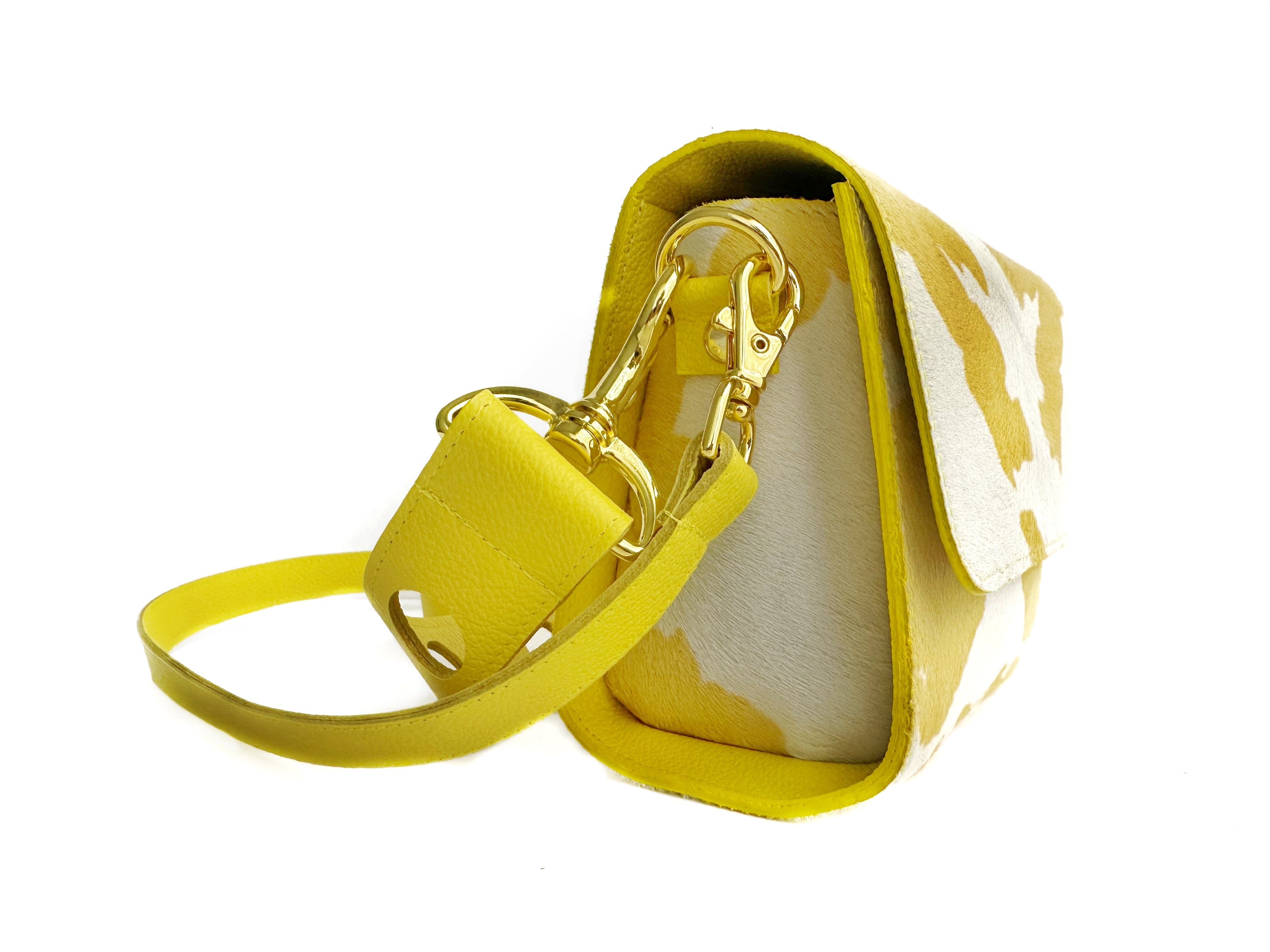 NEW! Mini Snap Crossbody - Yellow Cow Print Calf Hair
