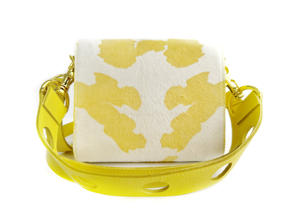 NEW! Mini Snap Crossbody - Yellow Cow Print Calf Hair
