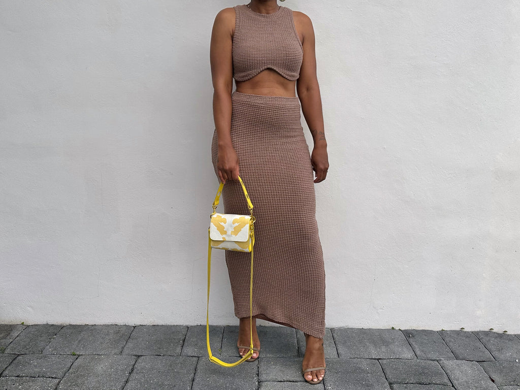 NEW! Mini Snap Crossbody - Yellow Cow Print Calf Hair