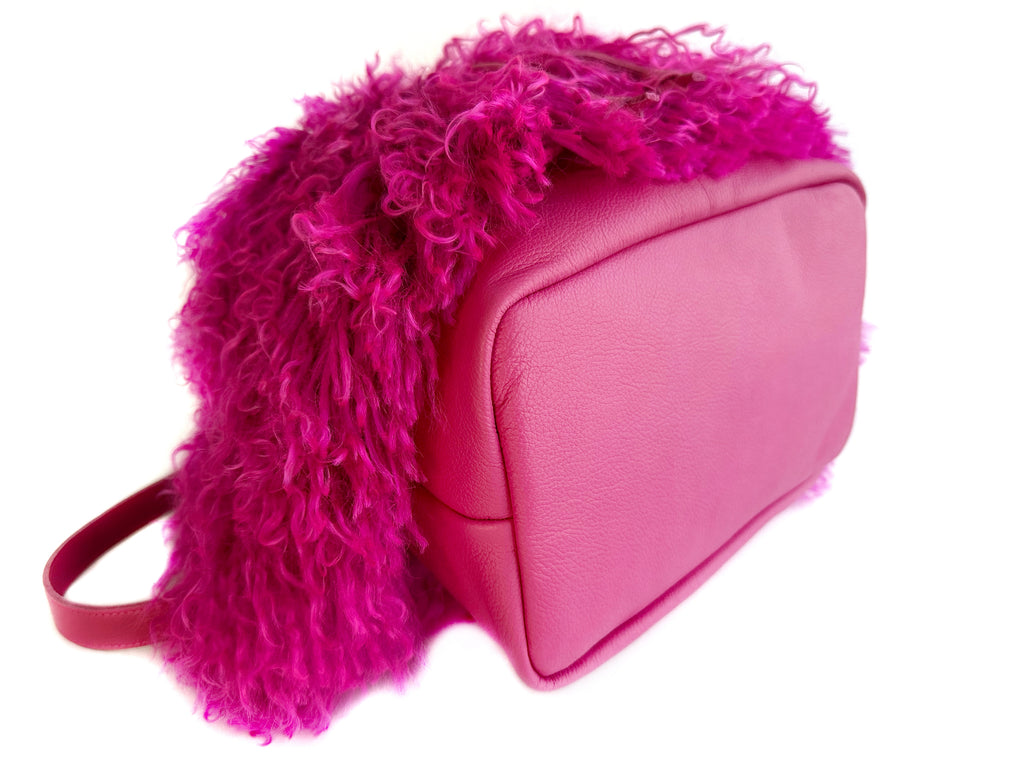 RESTOCKED! Mongo Leather Bucket Bag - Fuchsia Pink