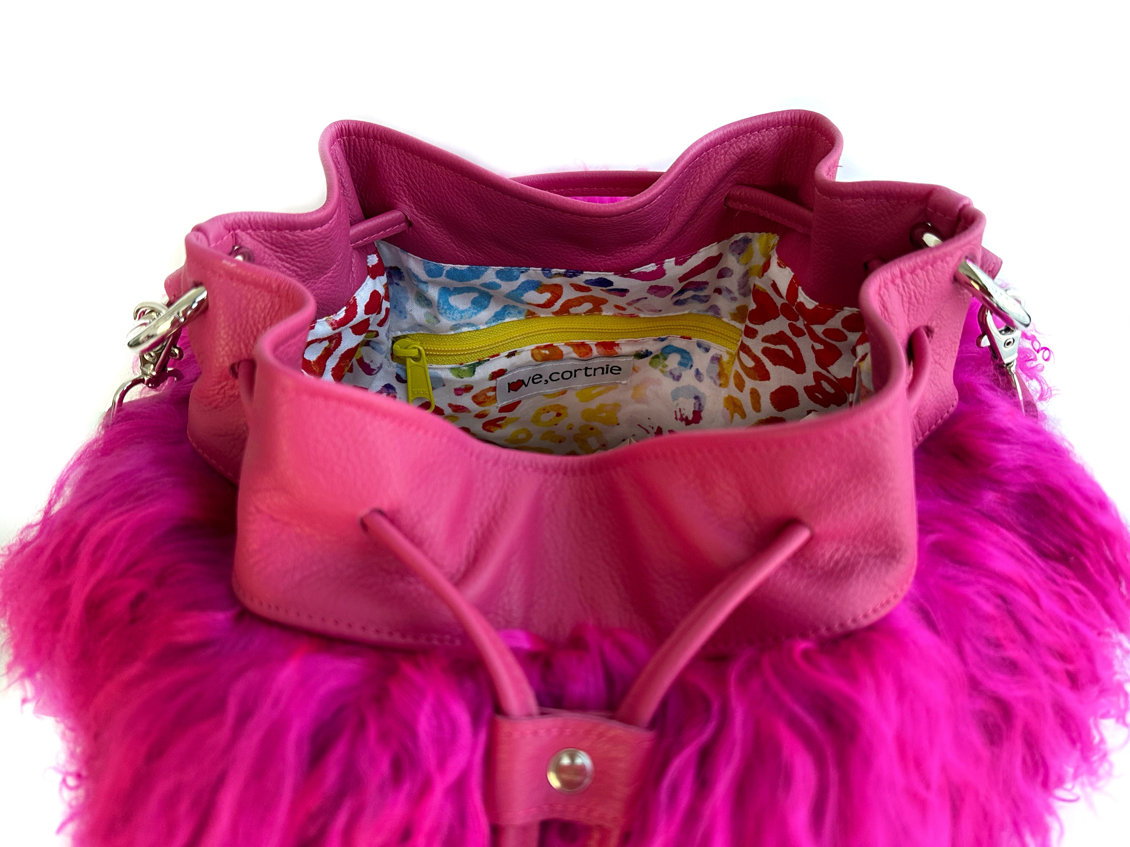 RESTOCKED! Mongo Leather Bucket Bag - Fuchsia Pink