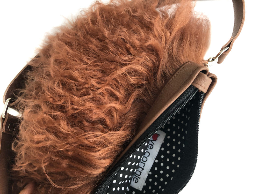 Pom Pom Mongolian Fur & Leather Waist Bag - Brown