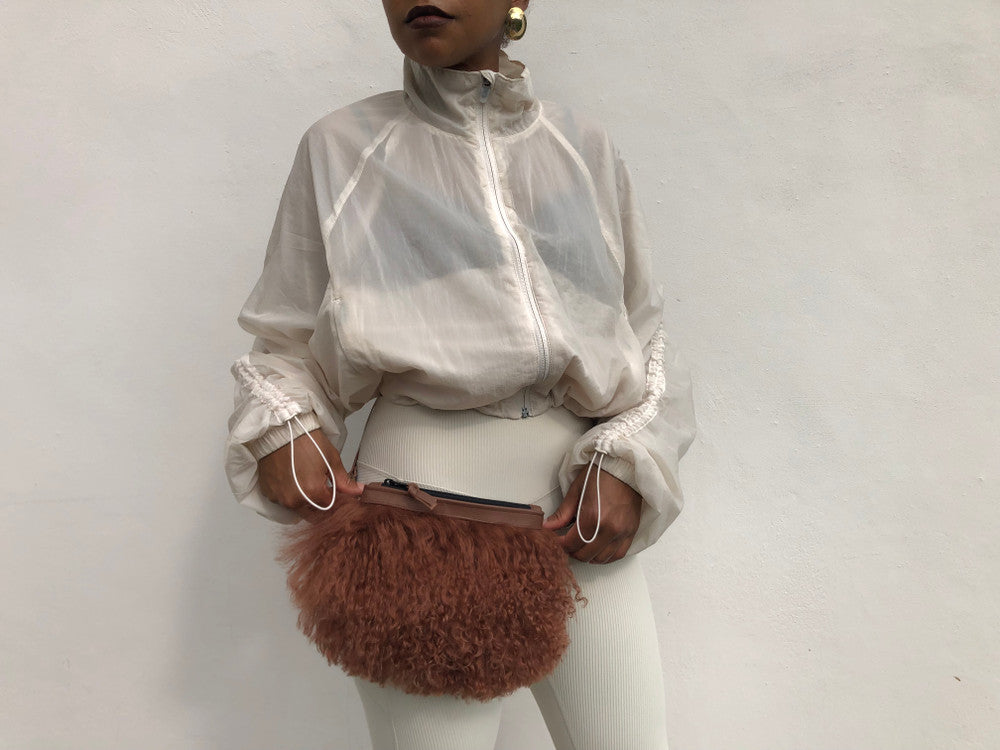 Pom Pom Mongolian Fur & Leather Waist Bag - Brown