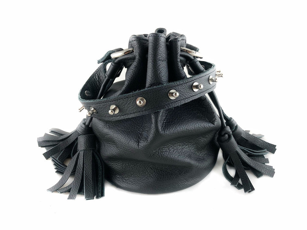 Queendom Studded Leather Mini Bucket Bag - MORE COLORS
