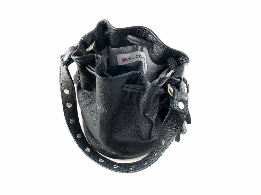Queendom Studded Leather Mini Bucket Bag - MORE COLORS
