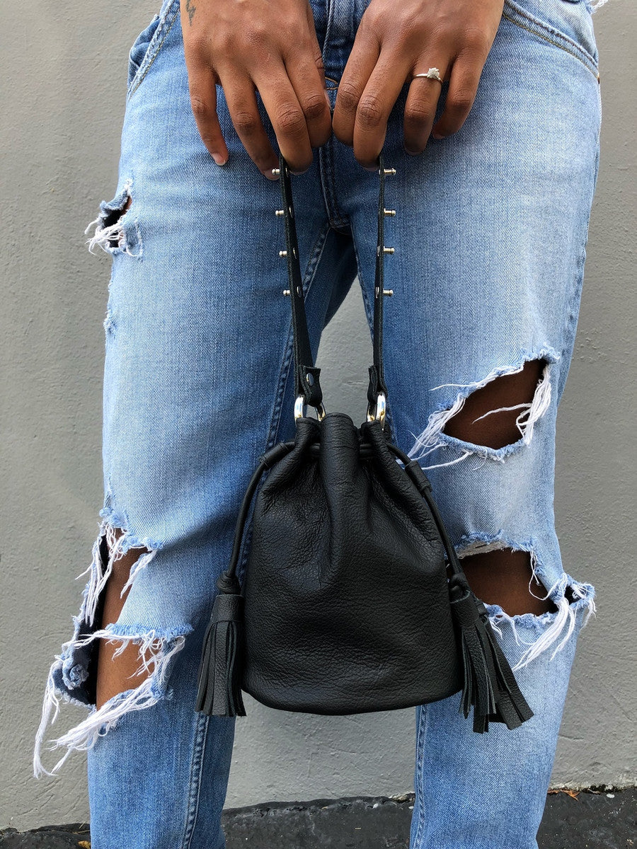 Queendom Studded Leather Mini Bucket Bag - MORE COLORS