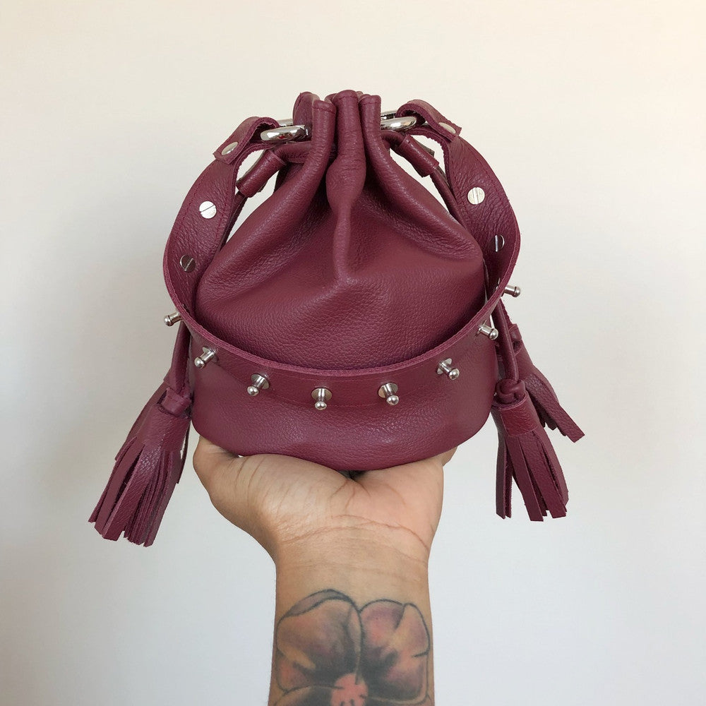 Queendom Studded Leather Mini Bucket Bag - MORE COLORS
