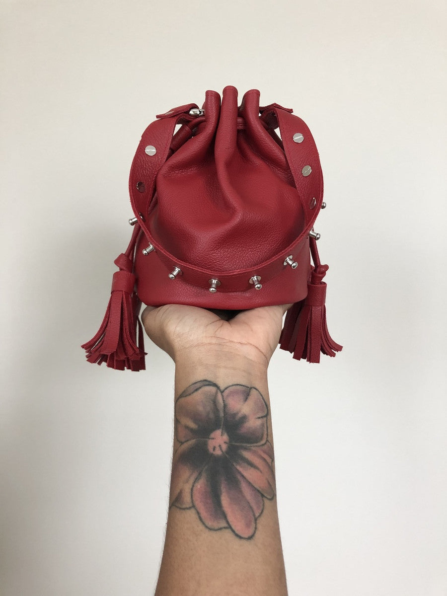 Queendom Studded Leather Mini Bucket Bag - MORE COLORS