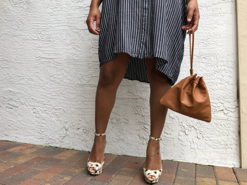 Three Points Drawstring Mini Leather Bag - MORE COLORS