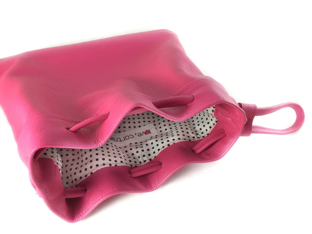 Three Points Drawstring Mini Leather Bag - MORE COLORS