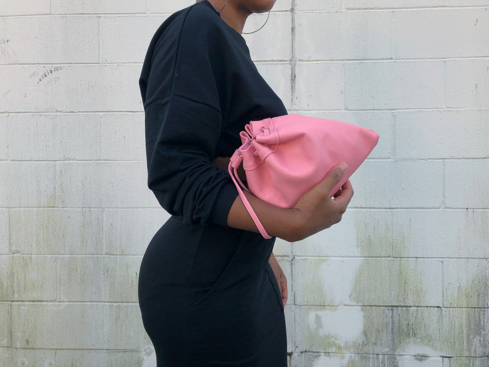 Three Points Drawstring Mini Leather Bag - MORE COLORS