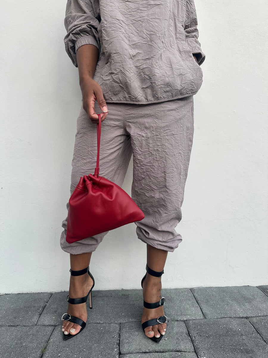 Three Points Drawstring Mini Leather Bag - MORE COLORS