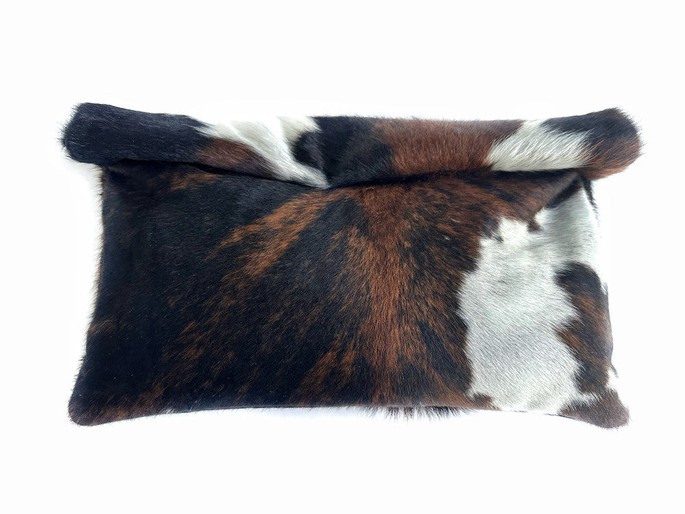 Tri-Color Cow Print Calf Hair Roll Down Clutch